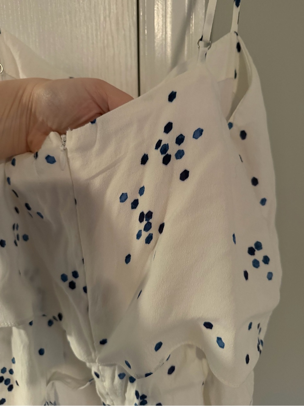 White Spotted Ruffle Slip Dress - Picture 2 of 3